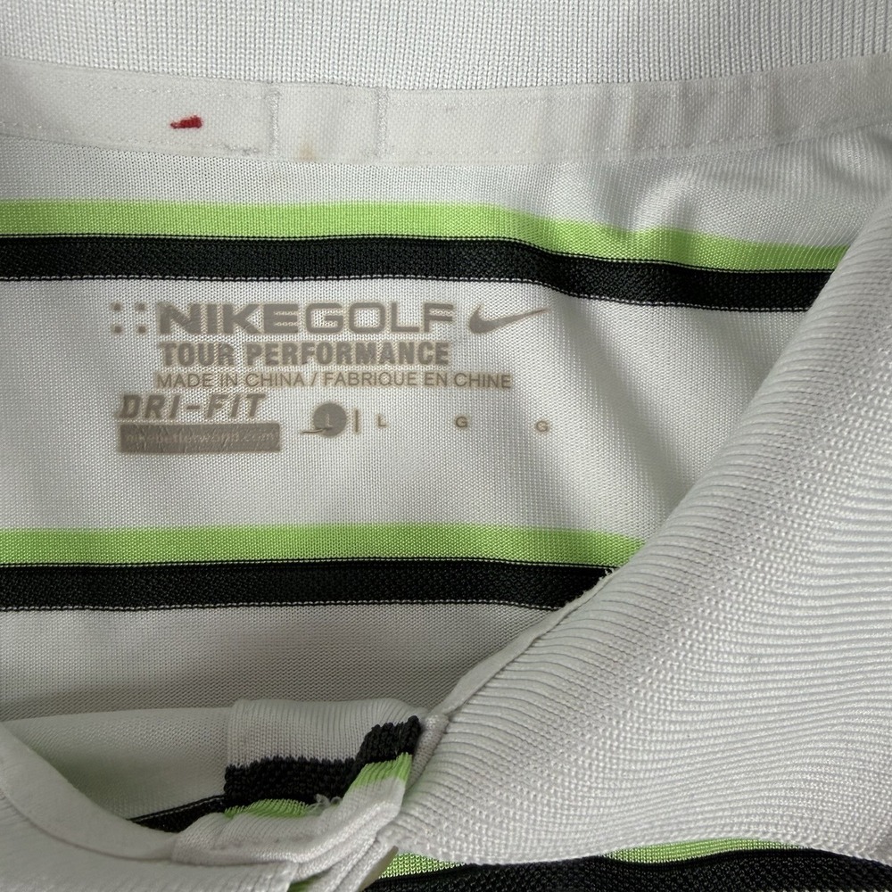 Nike Golf Mickey Mouse White Dri Fit Striped Polo Shirt Large - Picture 3 of 6